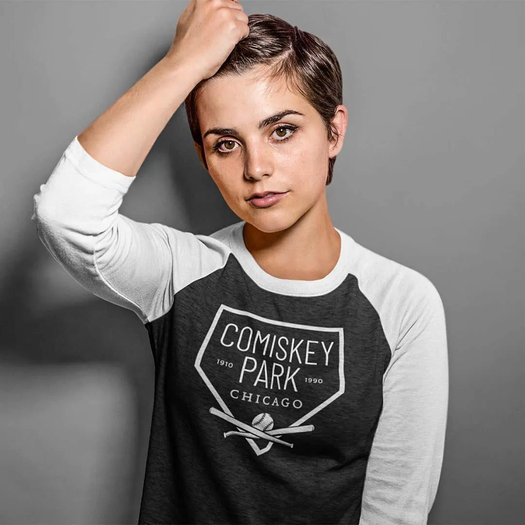 Comiskey Park Chicago unisex 3/4 sleeve raglan baseball tee