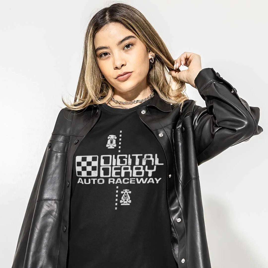 Digital Derby Auto Raceway Game Unisex Retro T-shirt