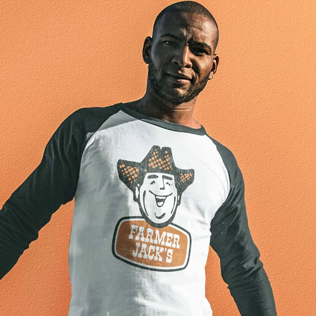 Farmer Jack Supermarket Detroit unisex 3/4 sleeve raglan baseball tee