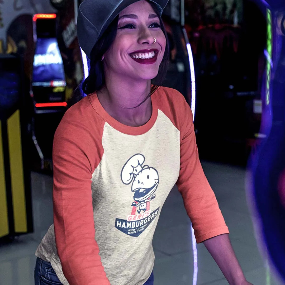 Geri's Hamburgers Rockford unisex 3/4 sleeve raglan baseball tee