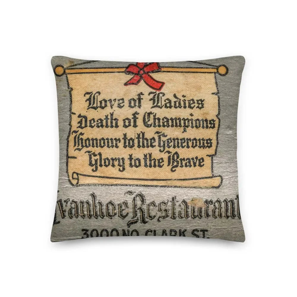 Ivanhoe Restaurant Chicago Retro Matchbook Pillow