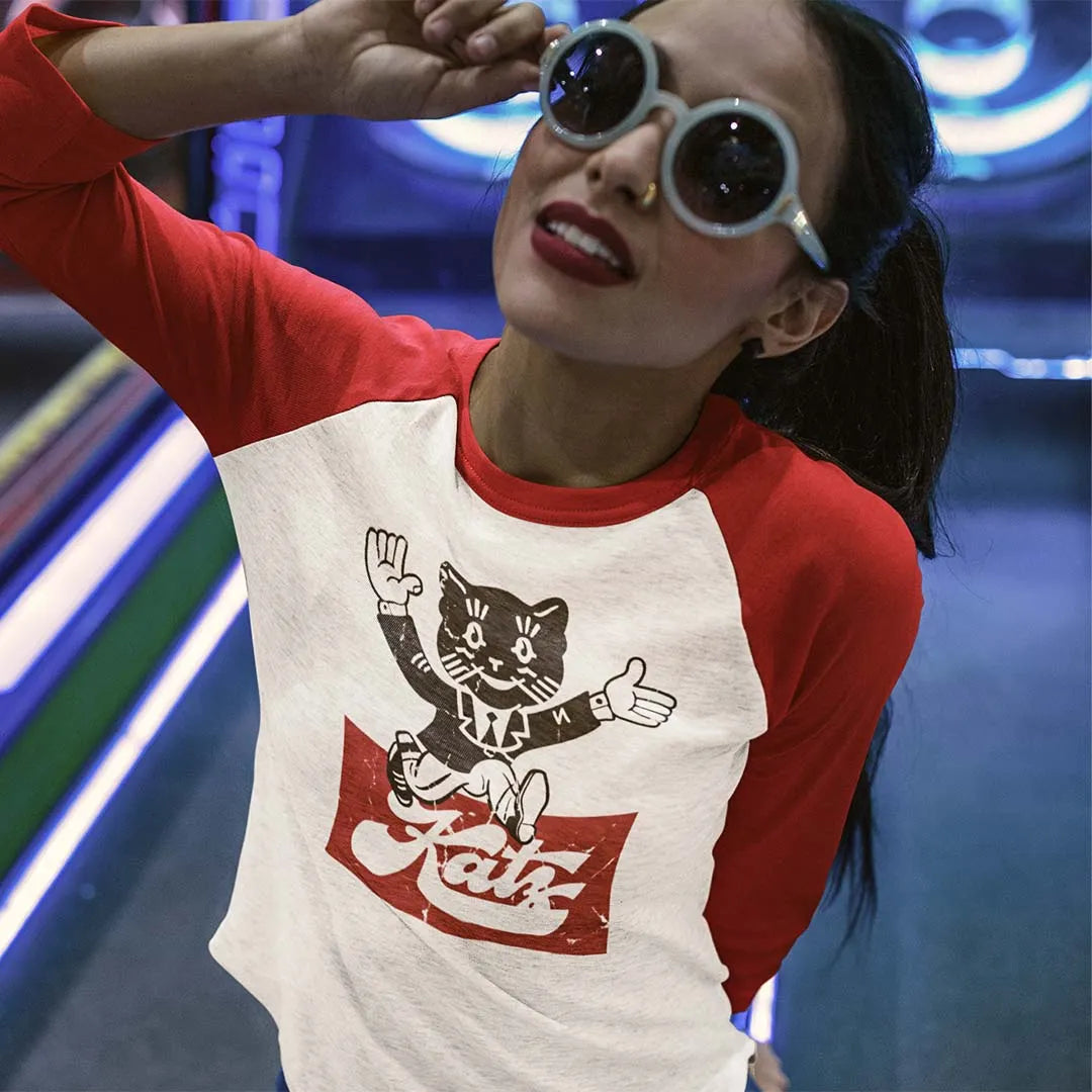 Katz Drug Store unisex 3/4 sleeve raglan baseball tee