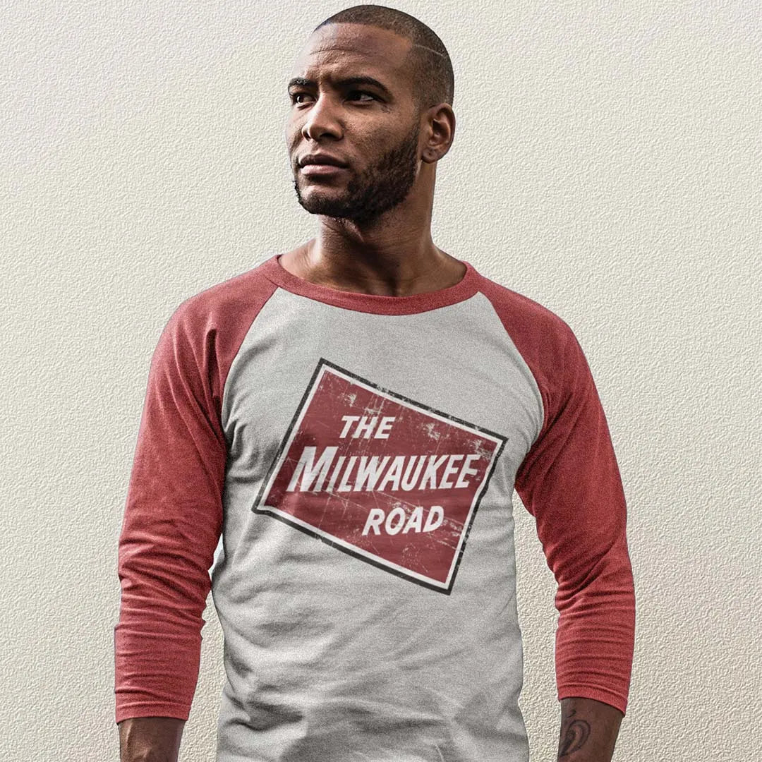 Milwaukee Road Railroad unisex 3/4 sleeve raglan baseball tee