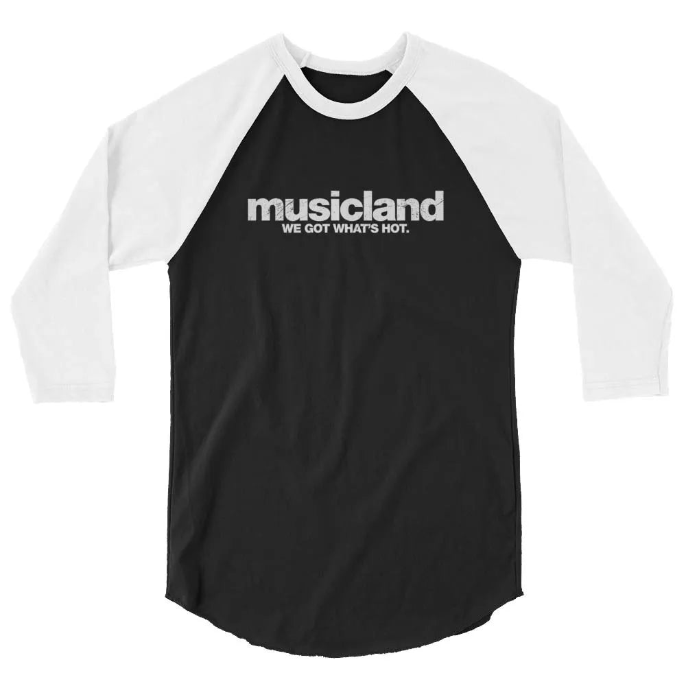 Musicland Music Store unisex 3/4 sleeve raglan baseball tee