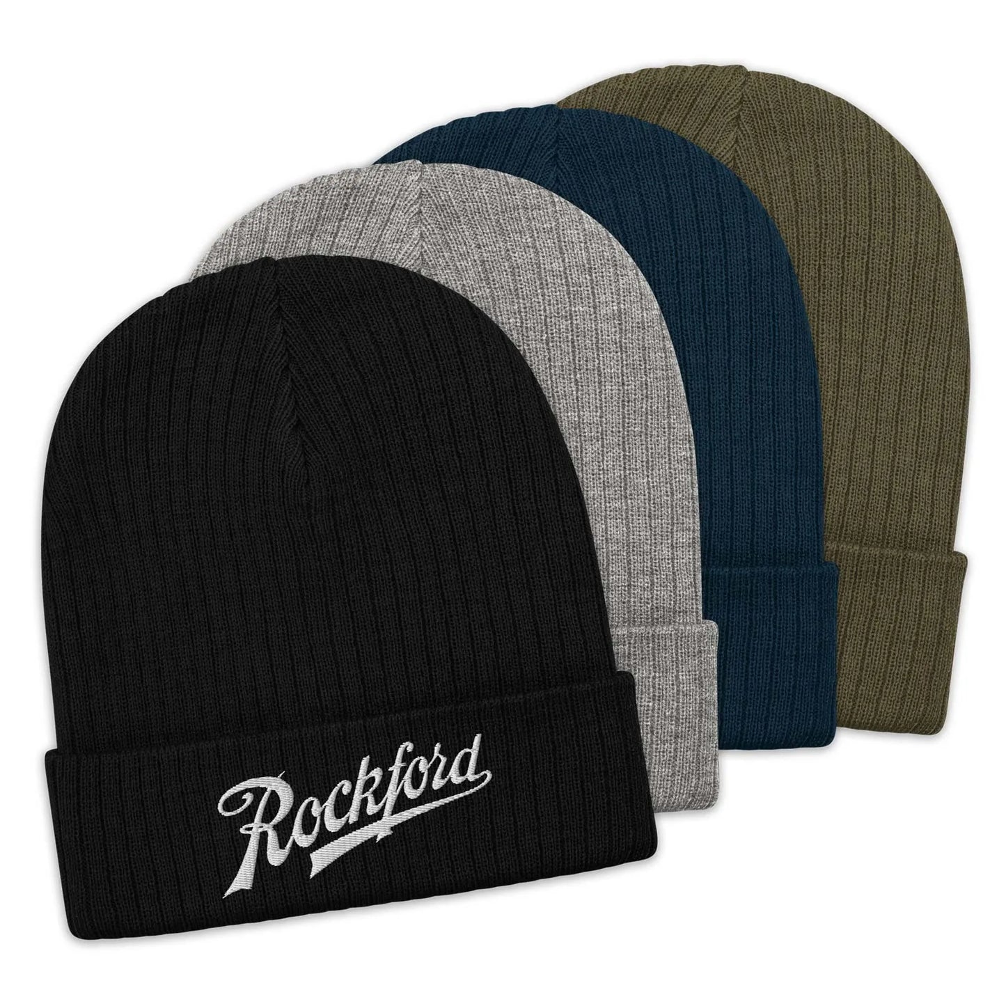 Rockford Script Ribbed Knit Beanie