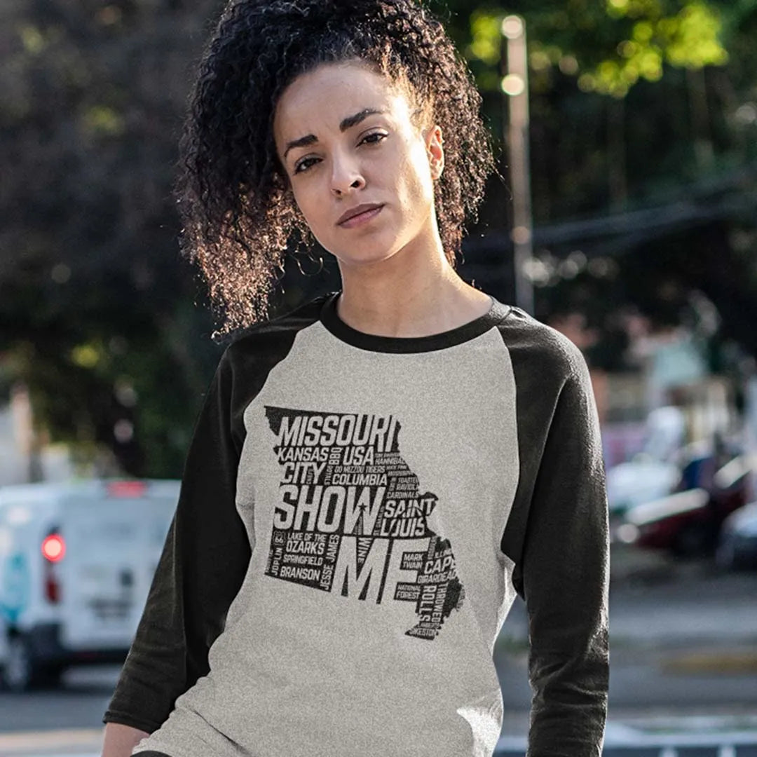 Show Me Missouri unisex 3/4 sleeve baseball tee
