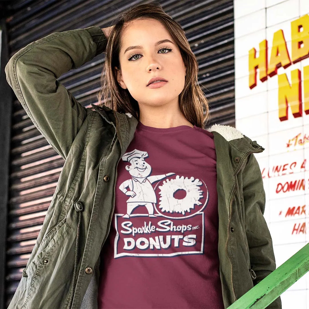 Sparkle Shop Donuts Rockford Unisex Retro T-shirt