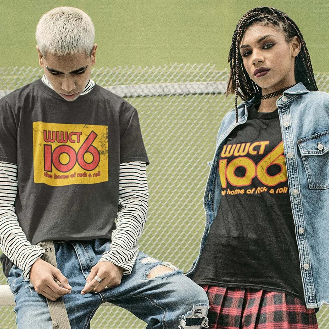 WWCT Rock 106 Peoria Radio Unisex Retro T-shirt