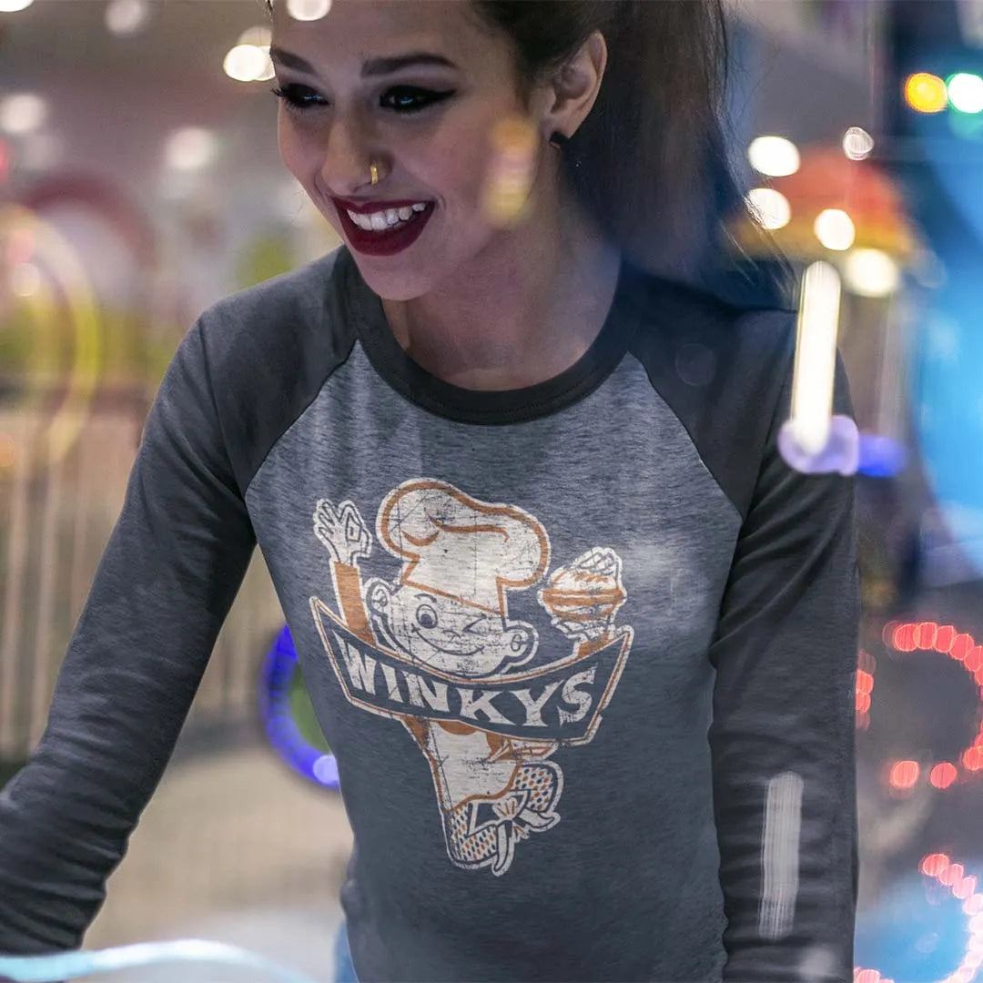 Winkys Hamburgers Pittsburgh unisex 3/4 sleeve raglan baseball tee