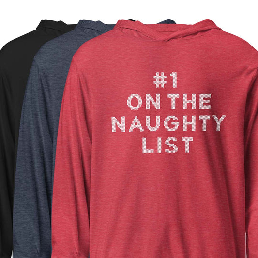 #1 On The Naughty List Holiday Hooded long-sleeve tee