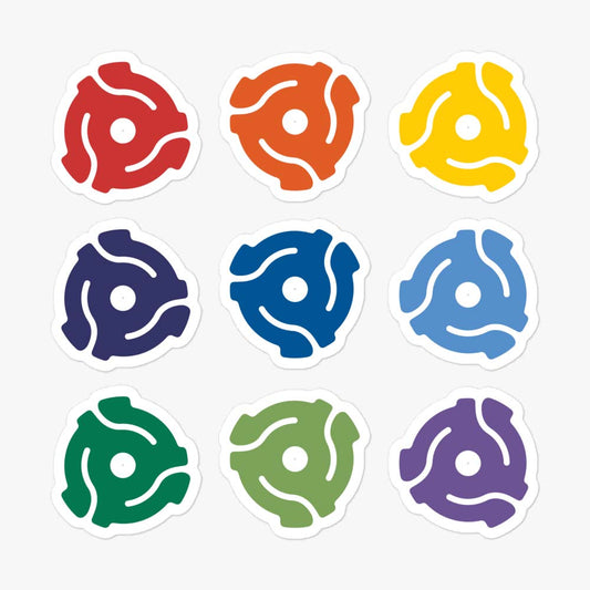 45 RPM Record Adapter Retro Sticker Sheet