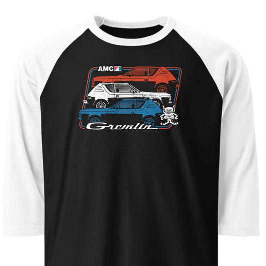 AMC Gremlin American Motors unisex 3/4 sleeve raglan baseball tee