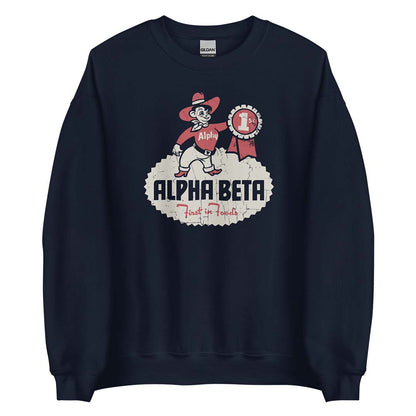 Alpha Beta Grocery Store Unisex Retro Crewneck Sweatshirt