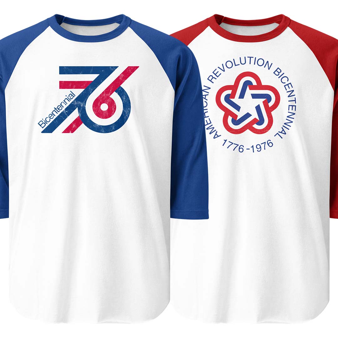 1976 American Bicentennial Retro unisex 3/4 sleeve raglan baseball tee