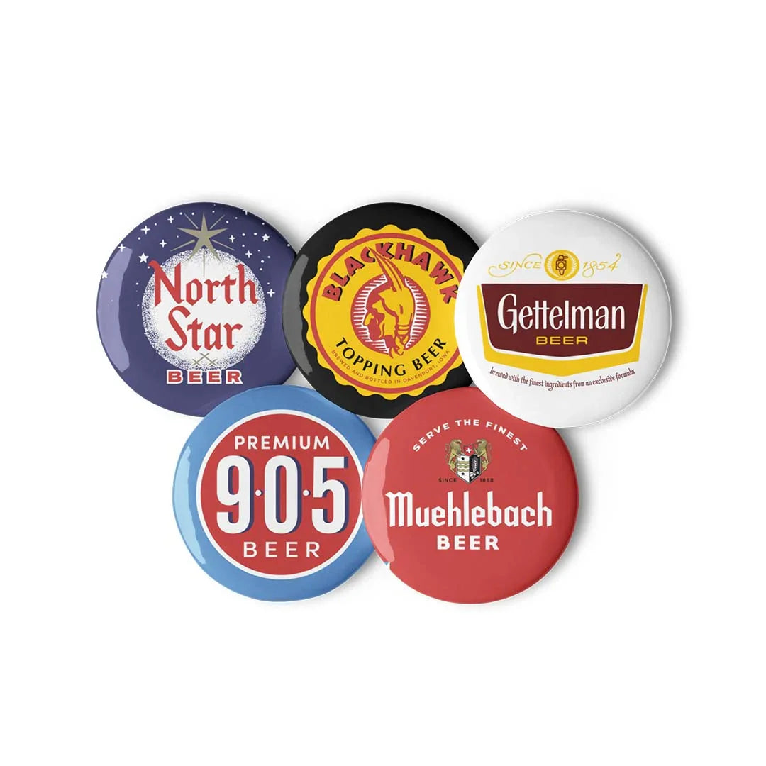Beer Brands Pin Buttons Set – Bygone Brand