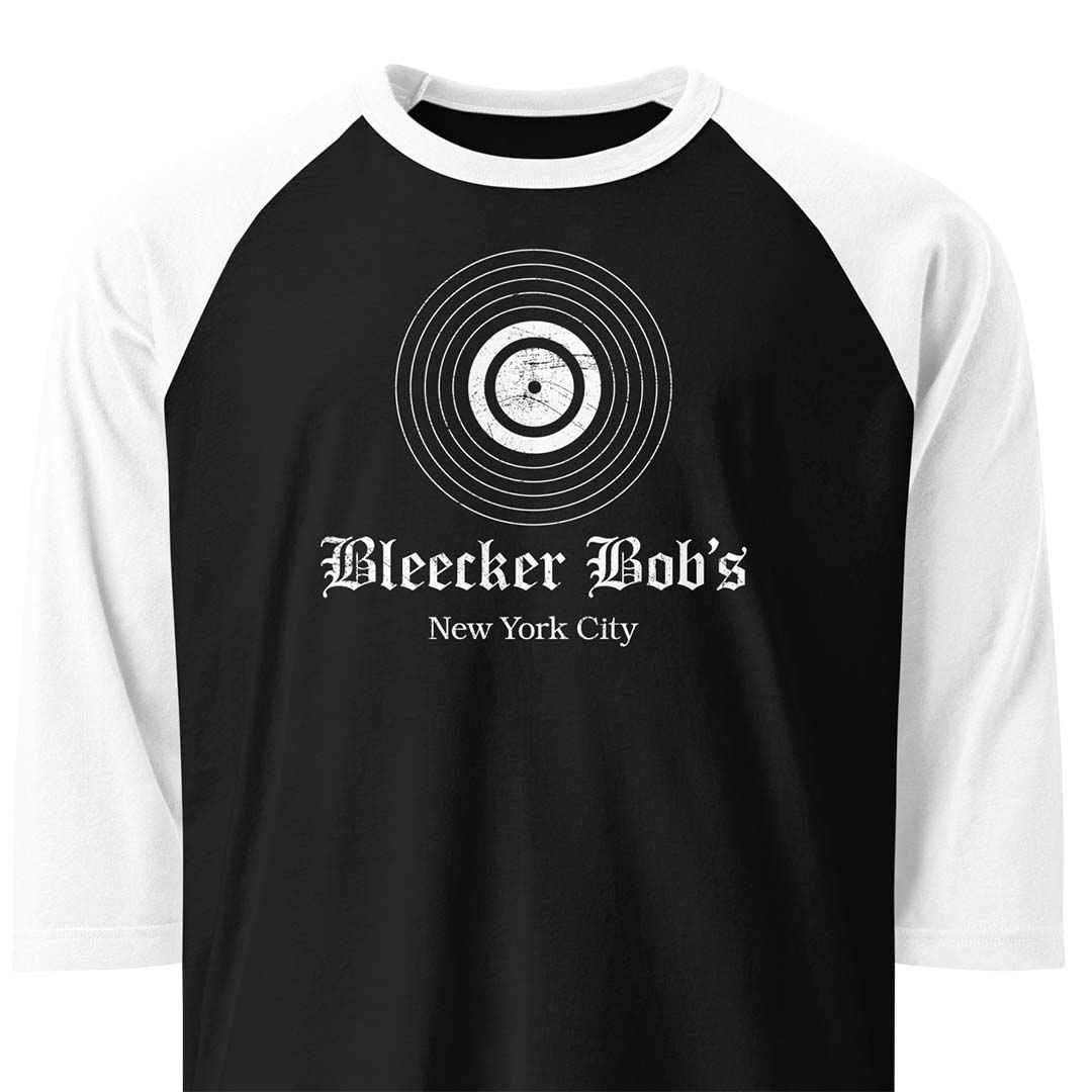 Bleecker Bob’s Records New York unisex 3/4 sleeve raglan baseball tee