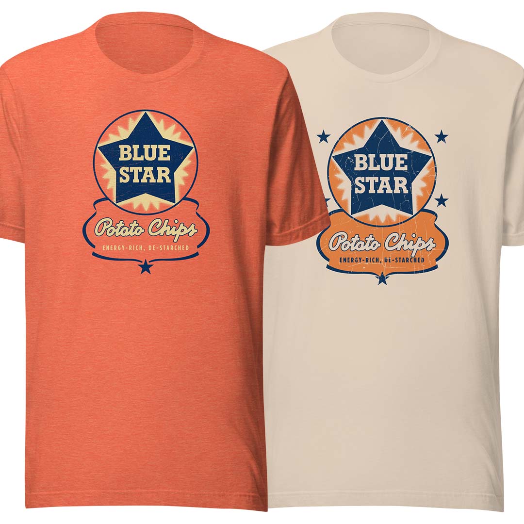 Blue Star Potato Chips Rockford Unisex Retro T-shirt