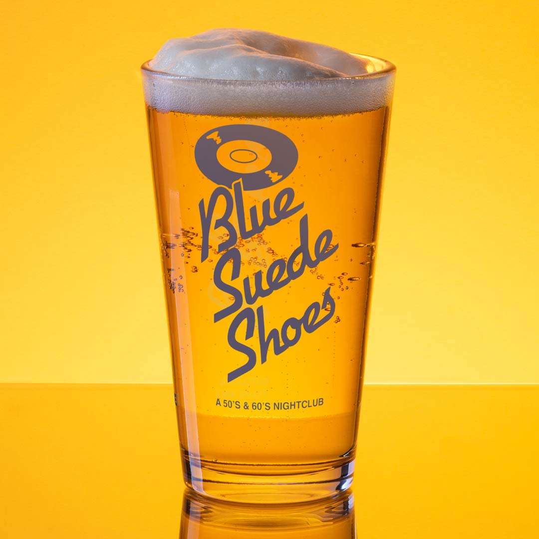 Blue Suede Shoes Nightclub Rockford Shaker Pint Glass