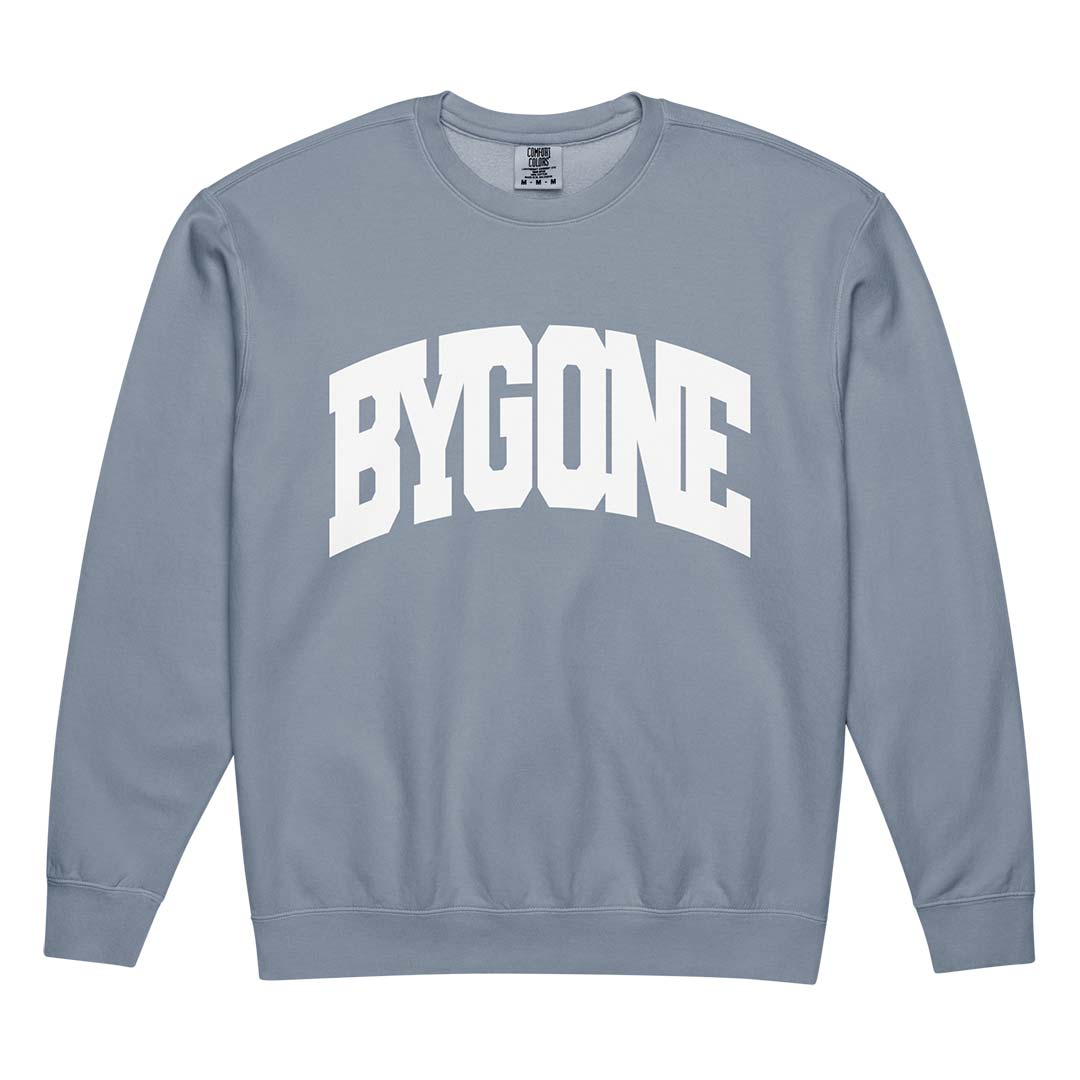 Bygone Varsity unisex garment-dyed fleece crewneck sweatshirt