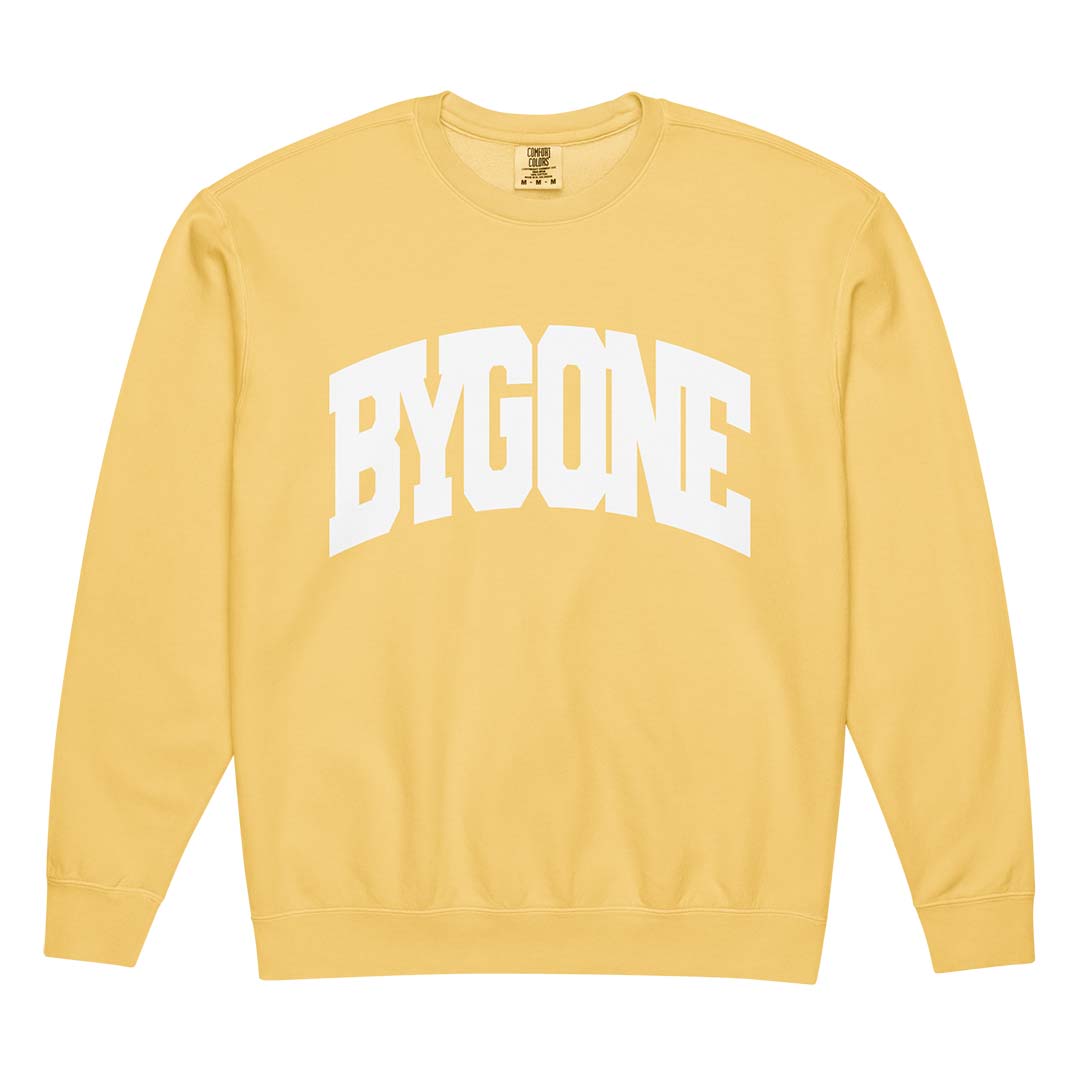 Bygone Varsity unisex garment-dyed fleece crewneck sweatshirt
