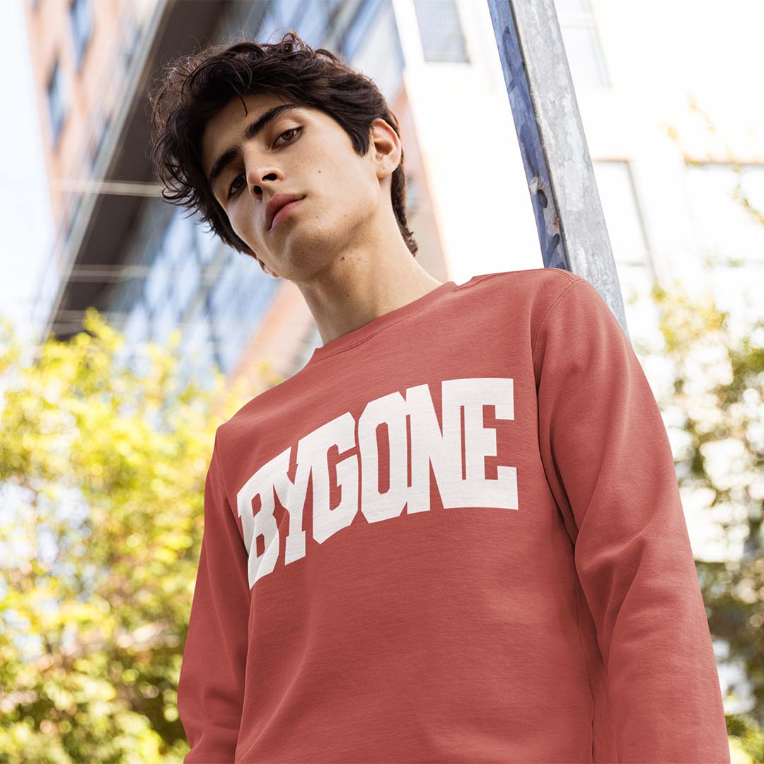 Bygone Varsity unisex garment-dyed fleece crewneck sweatshirt