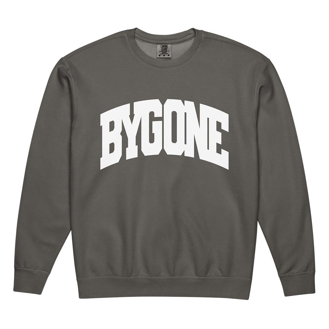 Bygone Varsity unisex garment-dyed fleece crewneck sweatshirt