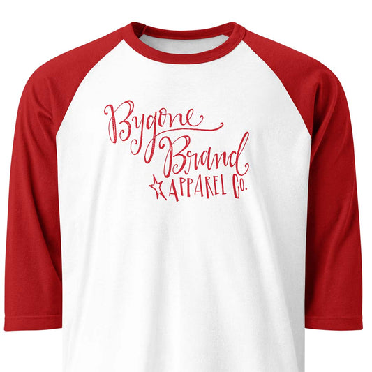 Bygone Brand Script Logo unisex 3/4 sleeve raglan baseball tee