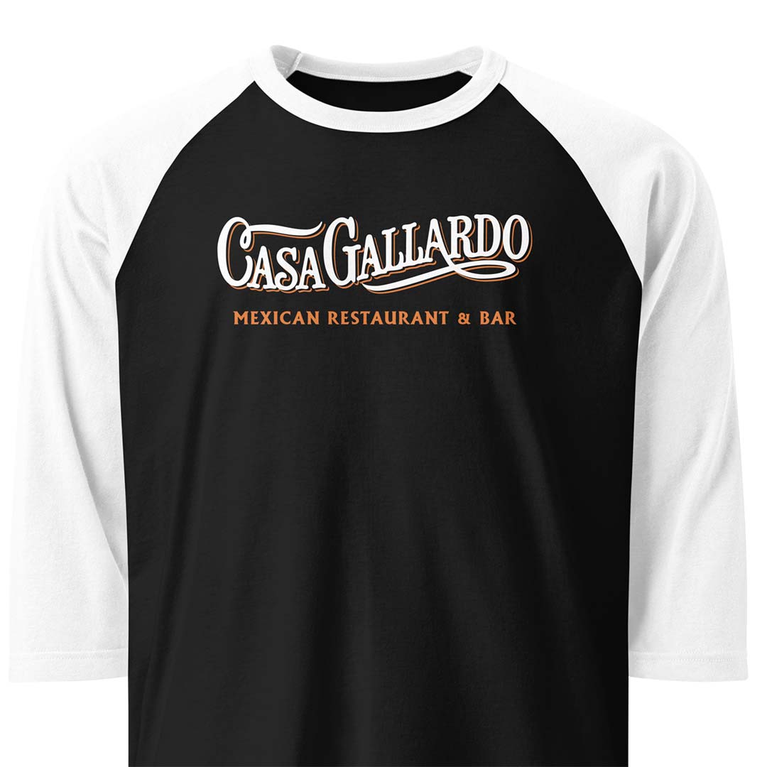 Casa Gallardo Mexican Restaurant unisex 3/4 sleeve raglan baseball tee