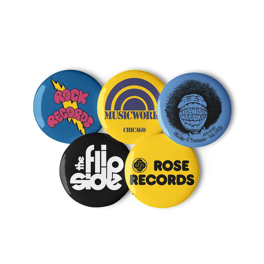 Chicago Record Stores Pin Buttons Set