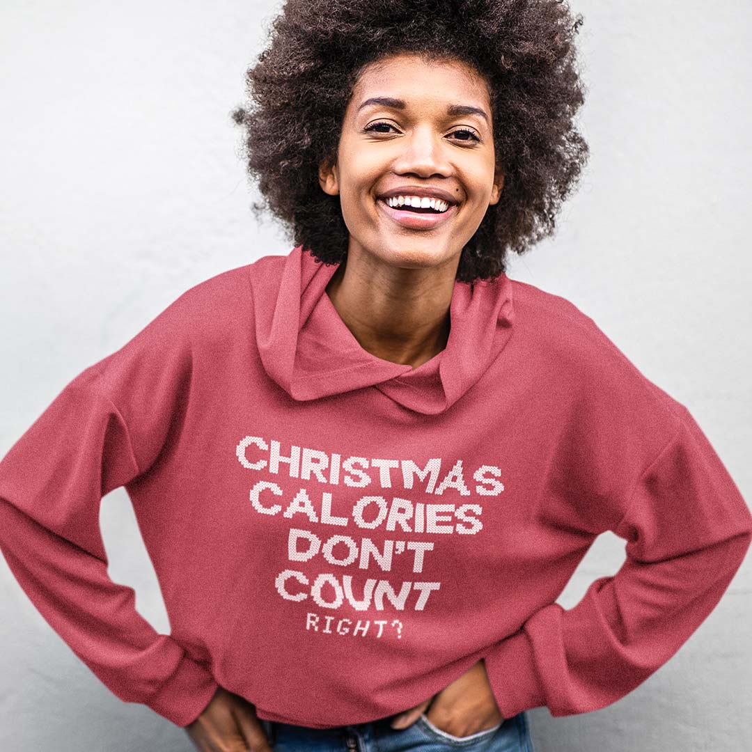 Christmas Calories Don't Count, Right? Holiday Hooded long-sleeve tee