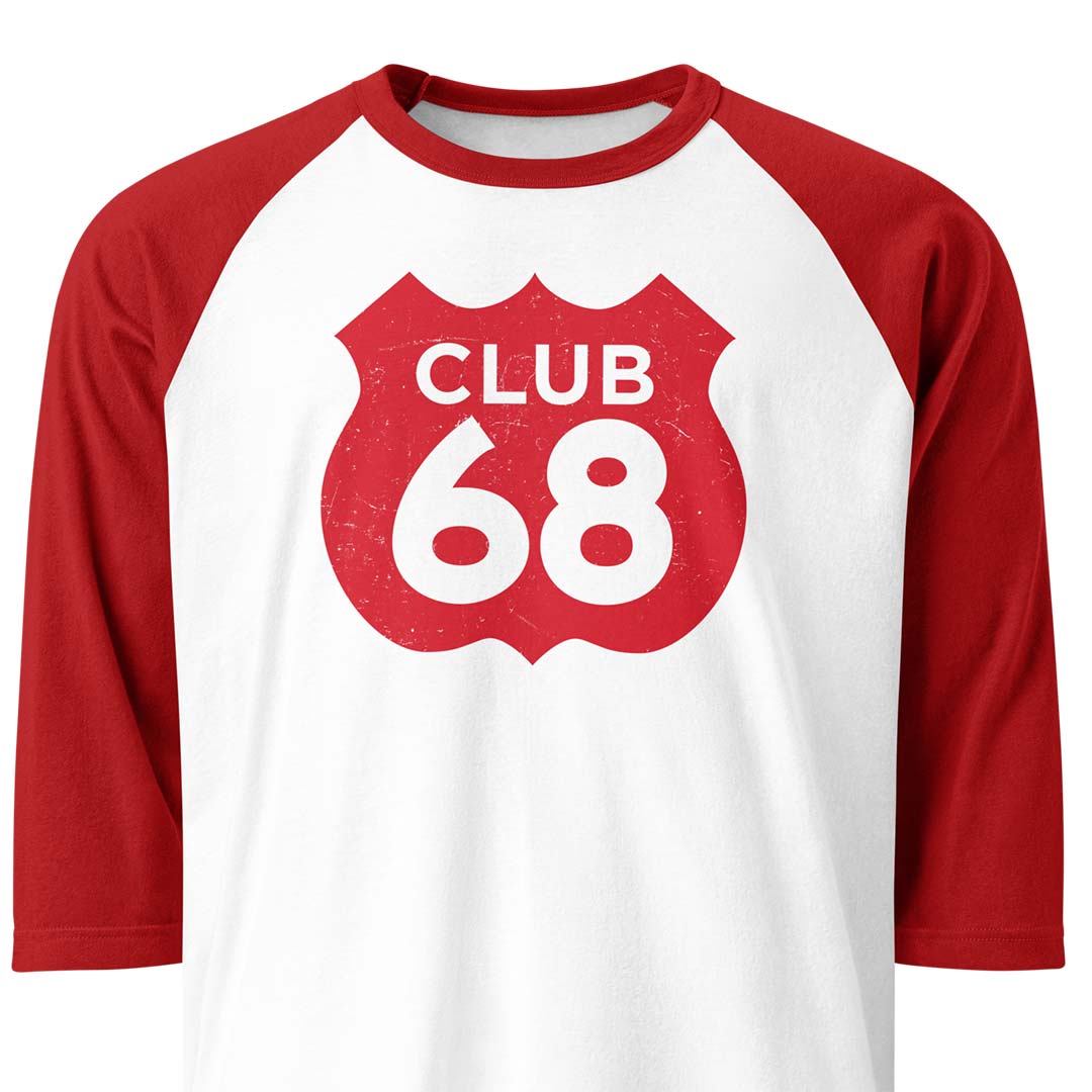 Club 68 Lebanon Kentucky Unisex Retro 3/4 sleeve raglan baseball tee