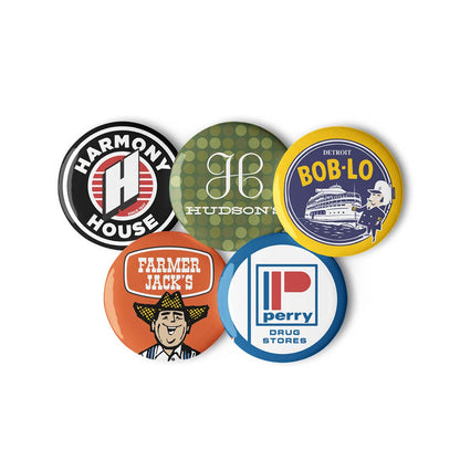 Detroit Icons Pin Buttons Set