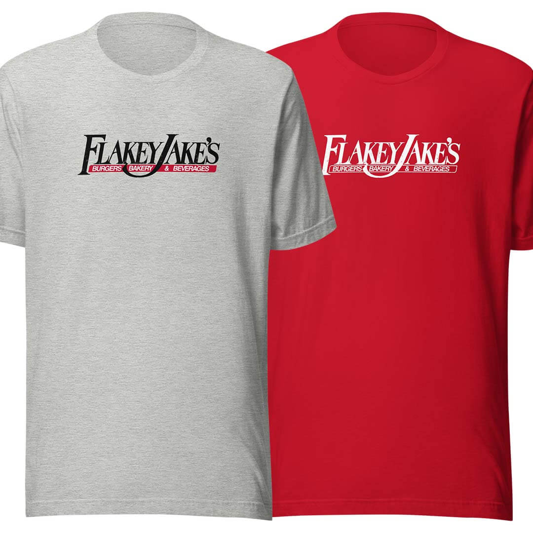 Flakey Jake's Burgers Bakery & Beverages Unisex Retro T-shirt