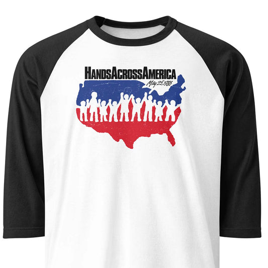 Hands Across America unisex 3/4 sleeve raglan baseball tee