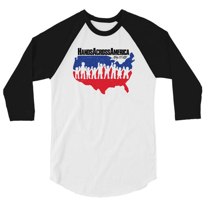 Hands Across America unisex 3/4 sleeve raglan baseball tee