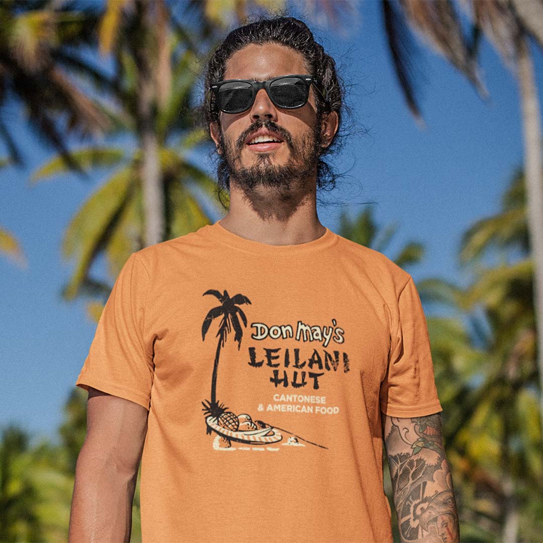 Leilani Hut Long Beach Unisex Retro T-shirt