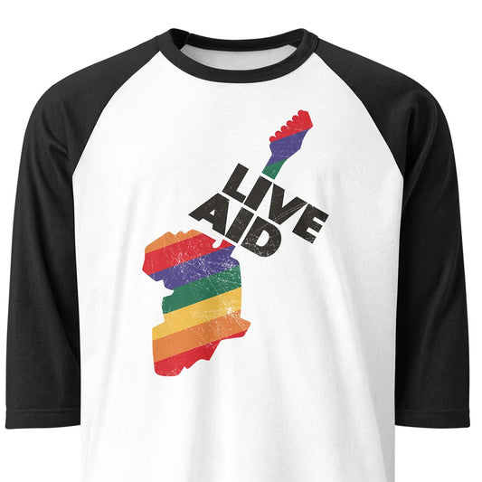 Live Aid Concert unisex 3/4 sleeve raglan baseball tee