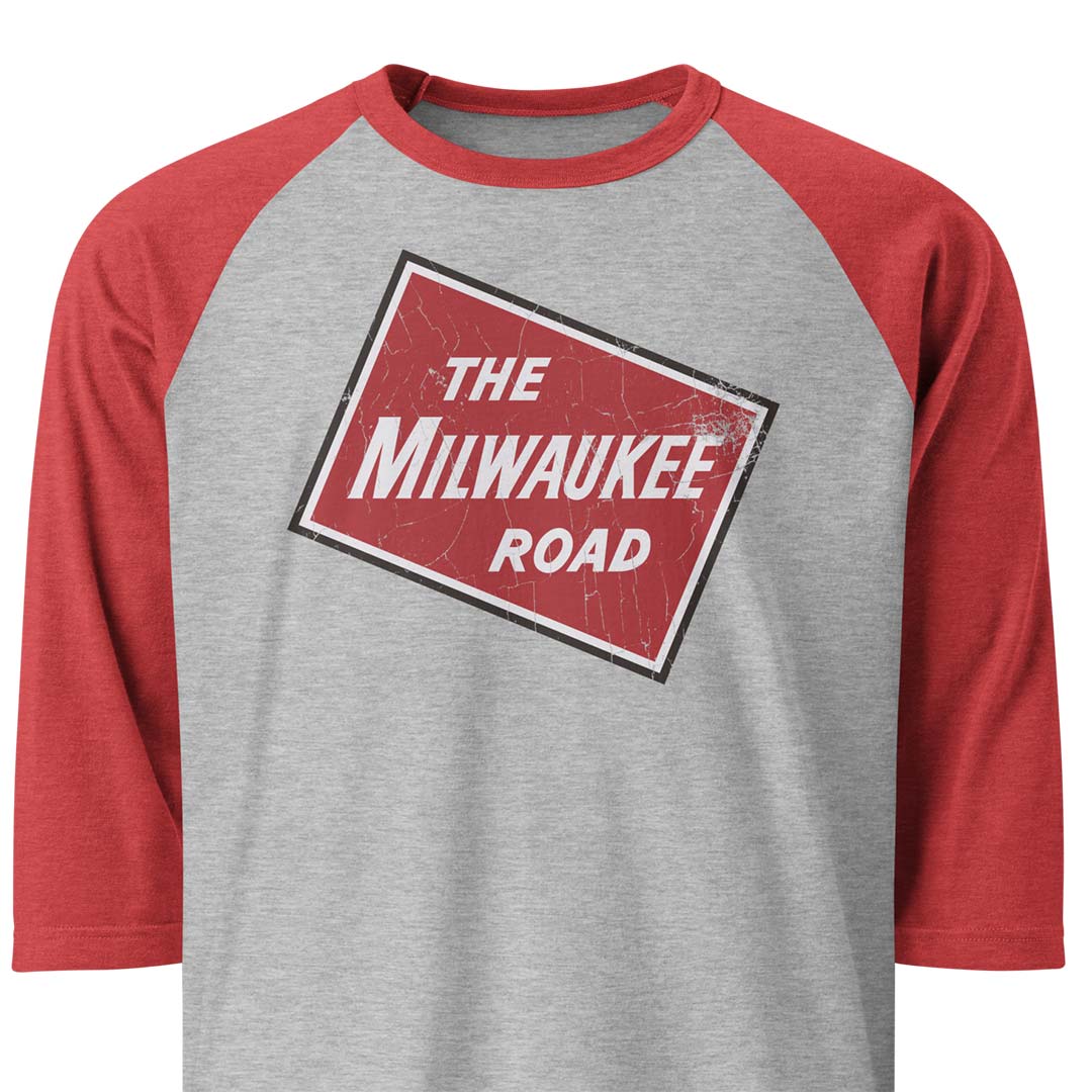 Milwaukee Road Railroad unisex 3/4 sleeve raglan baseball tee