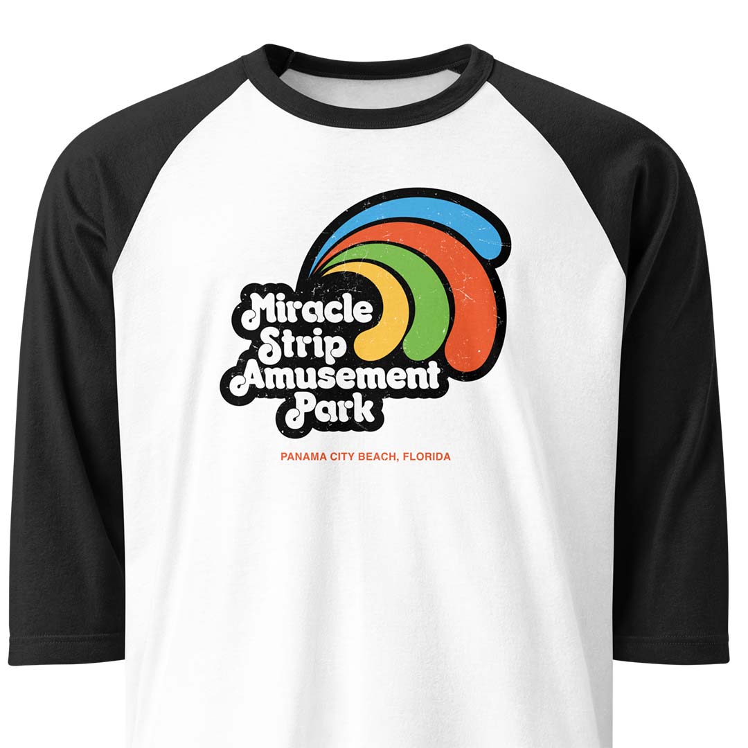 Miracle Strip Amusement Park Panama City Beach Unisex Retro 3/4 sleeve raglan baseball tee