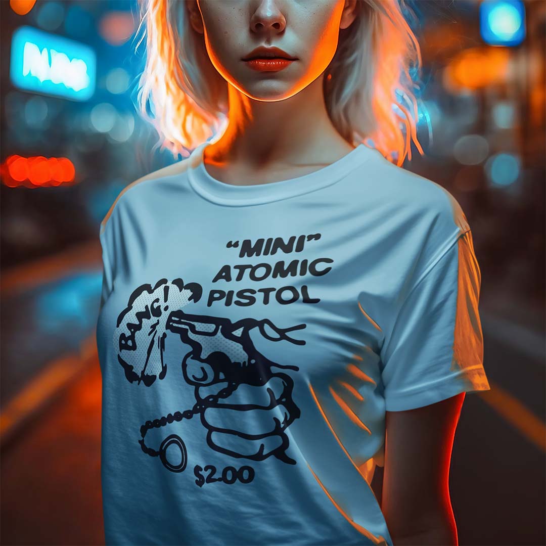 Mini Atomic Pistol Noveltees Unisex Retro T-shirt
