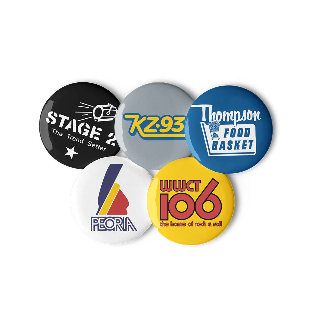 Peoria Icons Pin Buttons Set