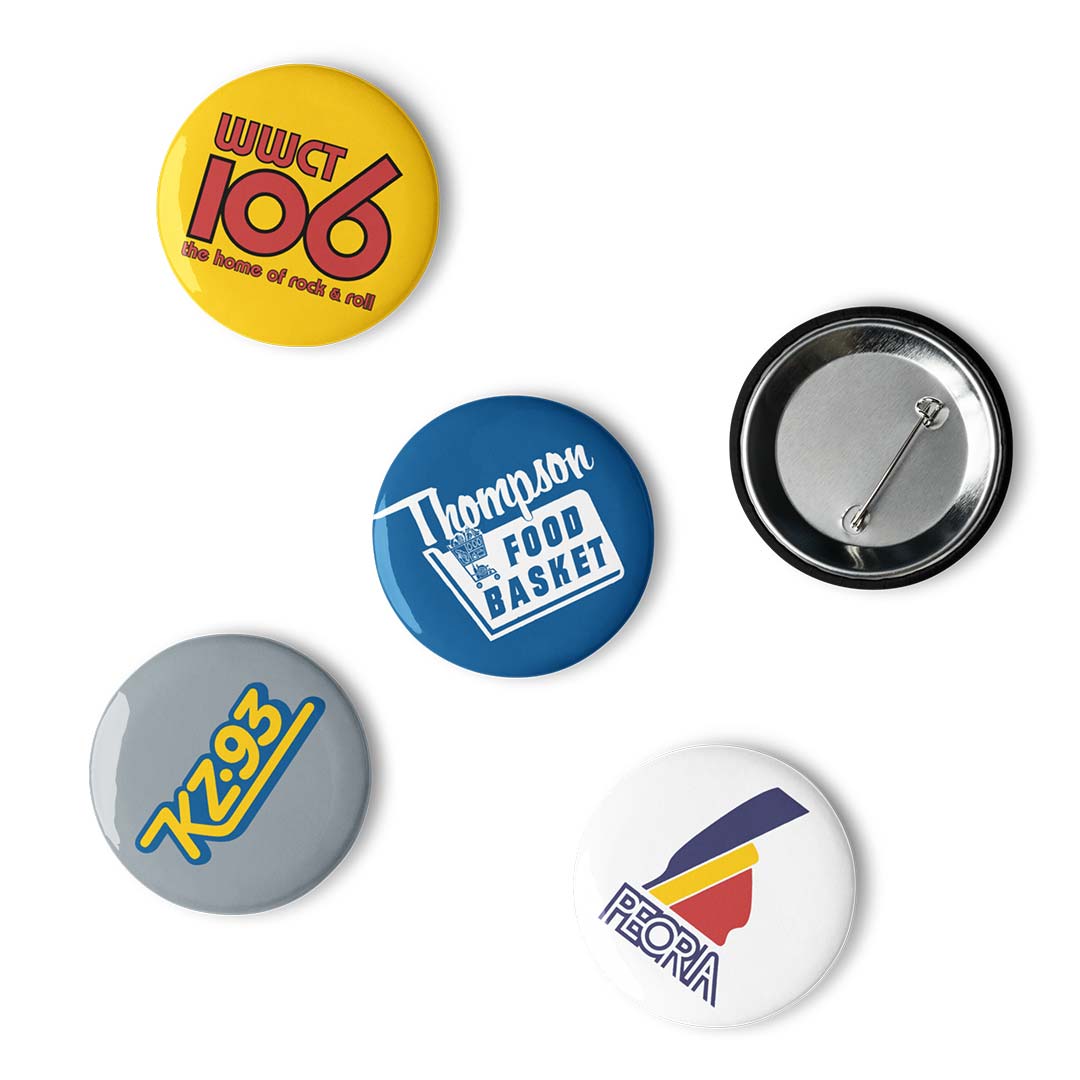 Peoria Icons Pin Buttons Set