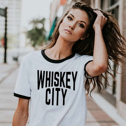 Peoria Whiskey City Ringer Unisex Retro T-shirt