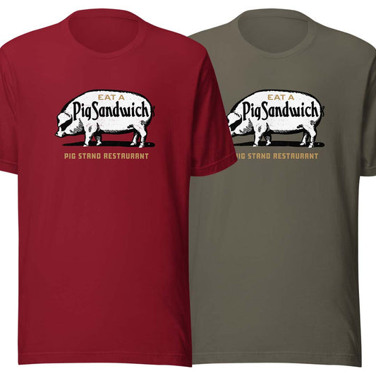 Pig Stand Restaurant Texas Unisex Retro T-shirt