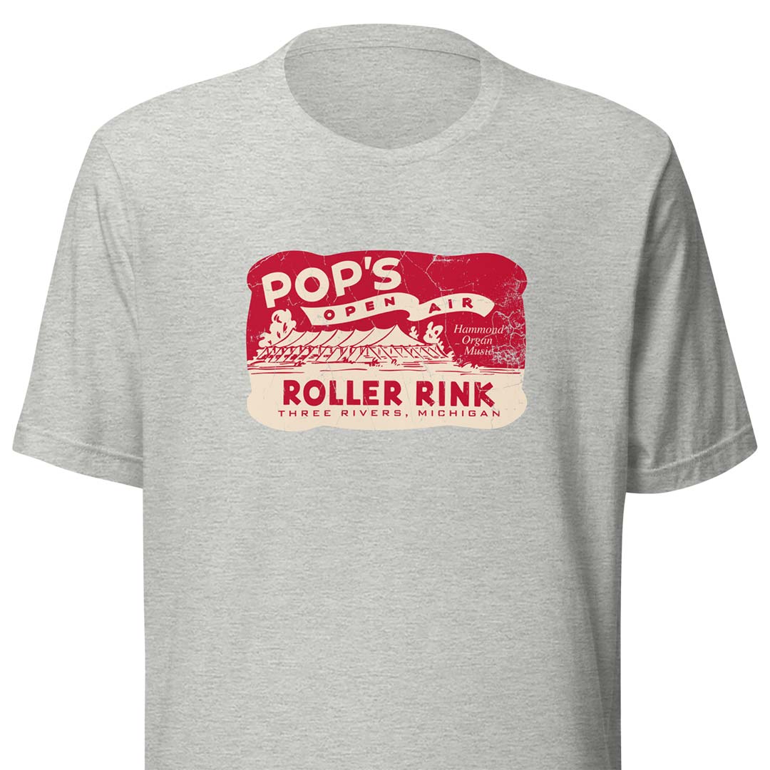 Pop's Open Air Roller Rink Michigan Unisex Retro T-shirt