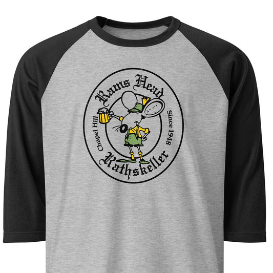 Ram's Head Rathskeller Chapel Hill Unisex Retro 3/4 sleeve raglan baseball tee