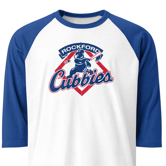 Rockford Cubbies Baseball unisex 3/4 sleeve raglan baseball tee