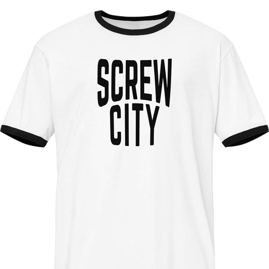 Rockford Screw City Ringer Unisex Retro T-shirt
