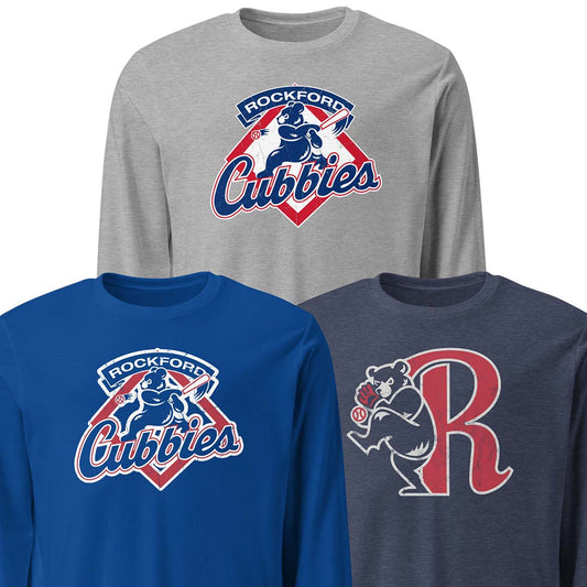 Rockford Cubbies Baseball Unisex Long Sleeve Retro Tee