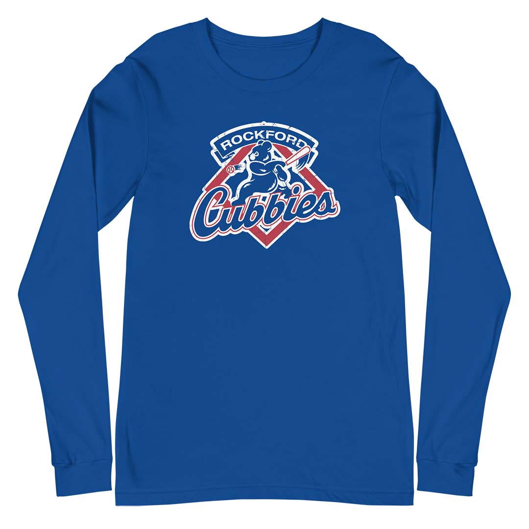 Rockford Cubbies Baseball Unisex Long Sleeve Retro Tee